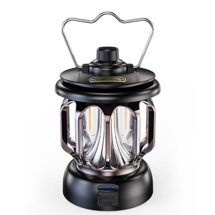 Lanterne de camping LED à énergie solaire rechargeable rétro lampe de camping alimentée par piles lampe vintage suspendue portable pauvre en eau tente extérieure ampoule éclairage d'urgence pour panne