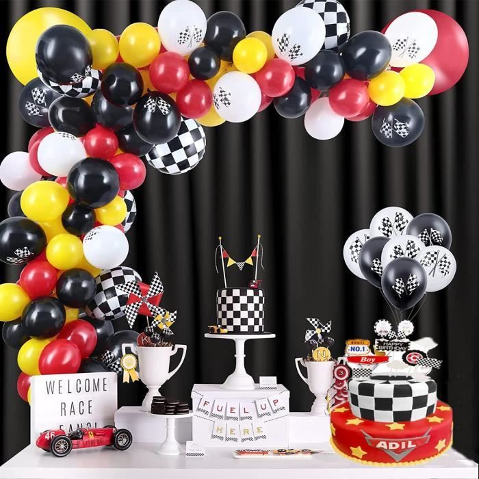 Decoration De Fete Anniversaire Pour Garcon Voiture Avec Banniere De Joyeux Anniversaire Guirlande De Ballons Voiture Ballon Fete D Cdiscount Maison
