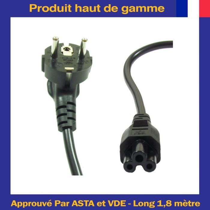 Câble Alimentation +Terre 1.5m PC Imprimante écran Projecteur