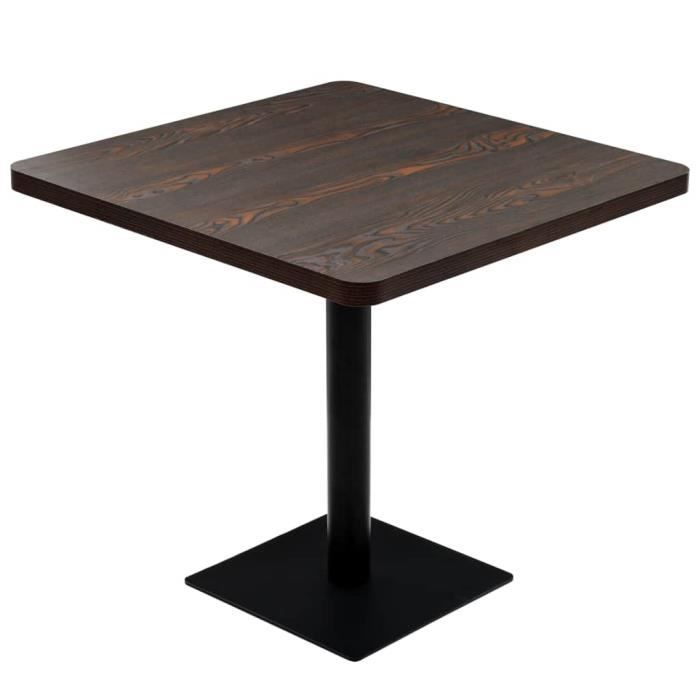 table de jardin - 2173pro - table à manger carrée 80x80cm - style industriel - mdf et acier