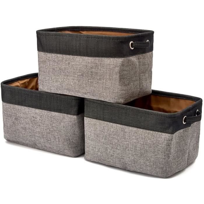 Lot De 4 Paniers De Rangement Pliable Coton Lin Avec Poignée - Mini Sac Suspendu Mural - Jaune, Bleu, Noir - Idéal Jouets, Maquillage, Clés, Petits Objets