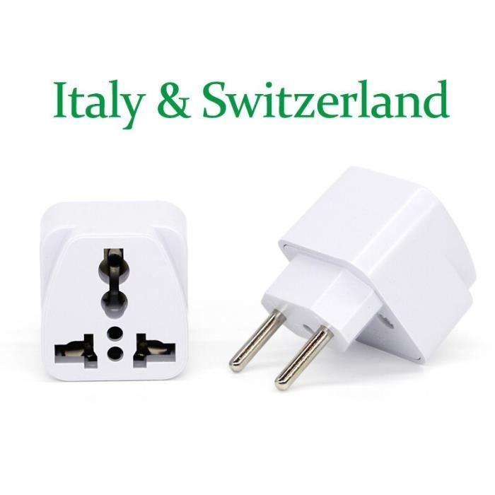 Adaptateur prise,Adaptateur prise de courant EU UK AU US vers italie suisse,convertisseur  de chargeur de courant AC - Type WHITE