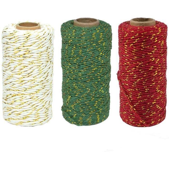 Ficelle De Coton Pour Emballage Cadeau – Lot De 6 Rouleaux 100m (rouge, Blanc, Marron) – Diamètre 2 Mm – Pour Noël, Boulangerie, Boucherie, DIY - 4