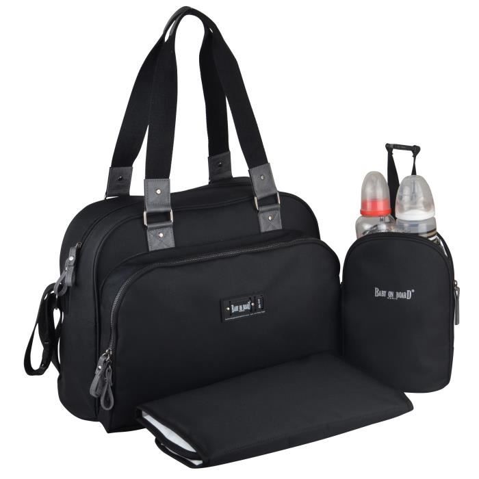 Baby on board- sac à langer - sac urban classic black - 2 compartiments à  large ouverture zippée - 7 poches - sac repas - tapis à la - Cdiscount  Puériculture & Eveil bébé