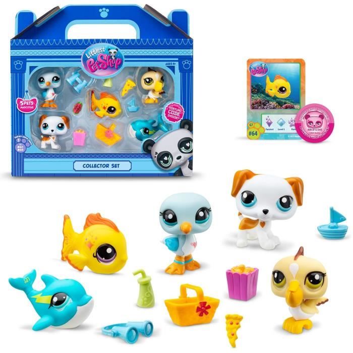 BANDAI - Littlest Pet Shop - Collector Set Thème Plage - 5 animaux et accessoires - BF00517