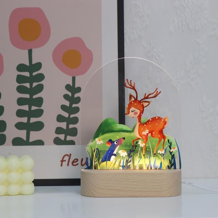 Veilleuse pour Elk Personnalisé LED Lampe Lumière de Chevet Cadeau de Baptême pour Garçon et Fille Naissance Décoration de Chambre