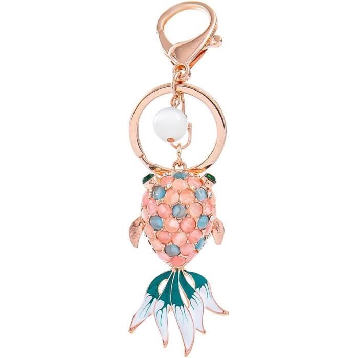 Porte Clés Fille Diamant Poisson Rouge Motif Porte Clés Pendentif ...