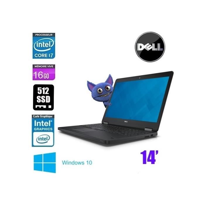 Ordinateur Portable – DELL – Latitude E7470 – Core i7 6600U – 16 Go RAM – 512 Go SSD – 14