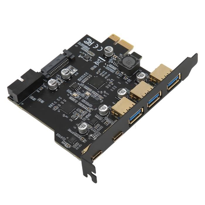 Rivo Carte d'extension PCI-E vers USB 3.0 5 ports (2 x USB-C - 3 x USB