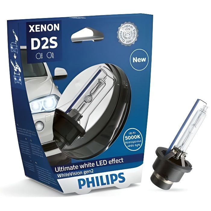Ampoule D2S Philips 85122WHV2S1 xénon whitevision Gen2, sous blister