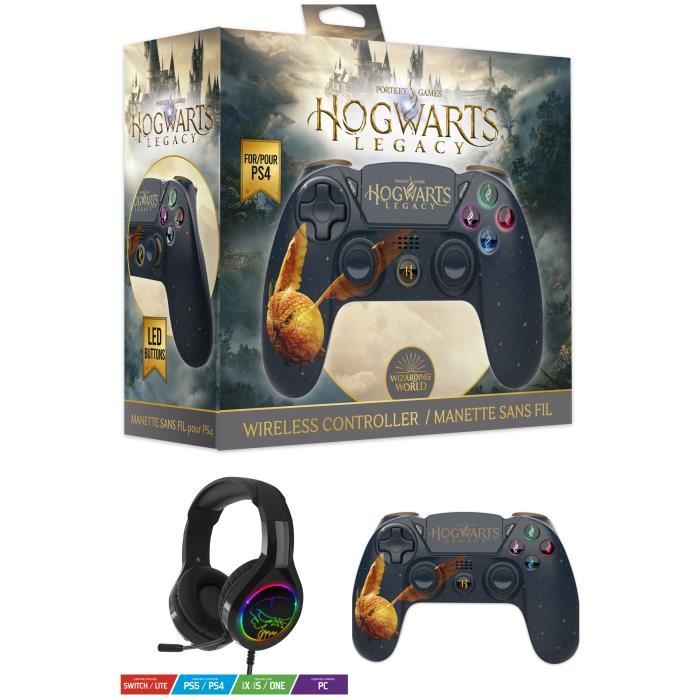 Manette PS4 Bluetooth Harry Potter Hogwarts Legacy Vivet Doré Lumineuse 3.5 JACK + Casque GAMING PS4 PS5 PLAYSTATION - vue 4