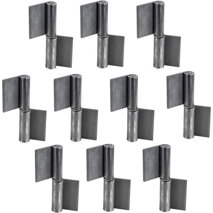 4 Paires De Charnières à Souder – 50 X 14 Mm – Mâle/femelle – Pour Porte Ou Barrière