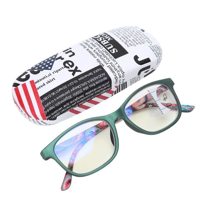 Hililand Lunettes pour lire Lunettes de lecture multifocales anti-fatigue visuelle lunettes anti-rayons bleus presbytes(+100 Vert)
