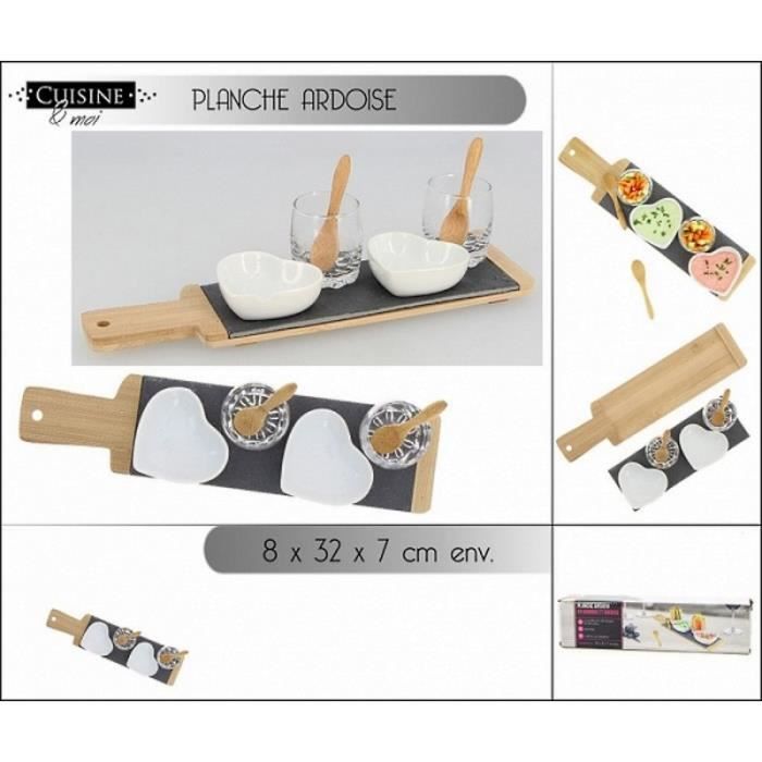 Coffret Apéritif - 4 Coupes Sur Plateau En Acacia - 29x13 Cm - Style Exotic Vibes