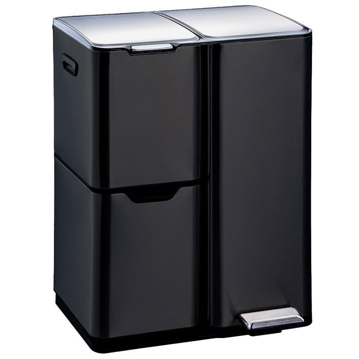 Poubelle pédale tri sélectif HAJA noir 60L