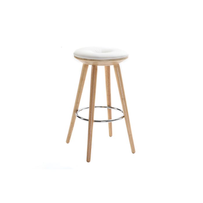 Miliboo - Tabouret de bar scandinave blanc et bois clair 66 cm NORDECO