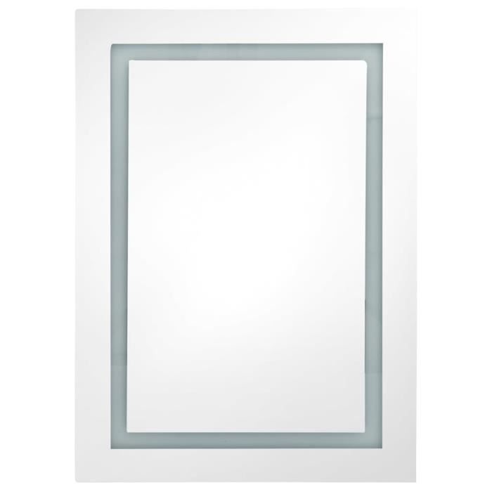 armoire de salle de bain à miroir led blanc brillant 50x13x70cm  mothinessto ly22410
