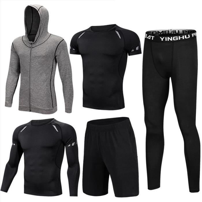 Survêtement De Sport Compression Homme Avec Imprimé - Tenue D'entraînement Fitness été, Course, Salle