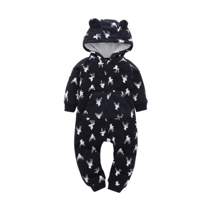 Combinaison Nouveau Ne Bebe Vetements D Hiver Infantile Bebe Filles Vetements Doux Polaire Vetements Pyjama 6 24mois Unisexe A Combi Noir Cdiscount Pret A Porter