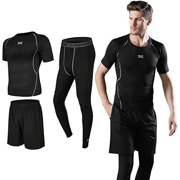 Ensemble Compression Tenue Sport Homme Fitness Vetement Running