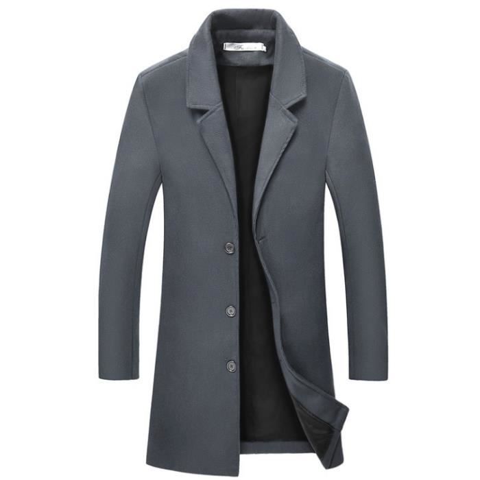 Manteau Homme Pardessus Veste Mi-long Caban Chaud Automne-Hiver-Gris Gris - Cdiscount Pr??t-?�-Porter