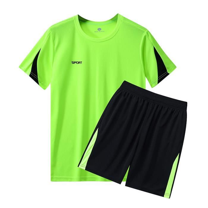 Ensemble de Vetement Sport Homme - Maillot de football Séchage Rapide  Respirant - Vert