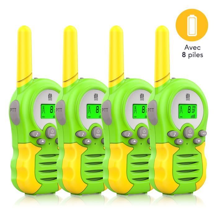 Talkie-walkie Rechargeable AWANFI – 4 Pièces, 8 Canaux, Portée 3 Km, Lampe Torche SOS – Pour Enfant 3-12 Ans