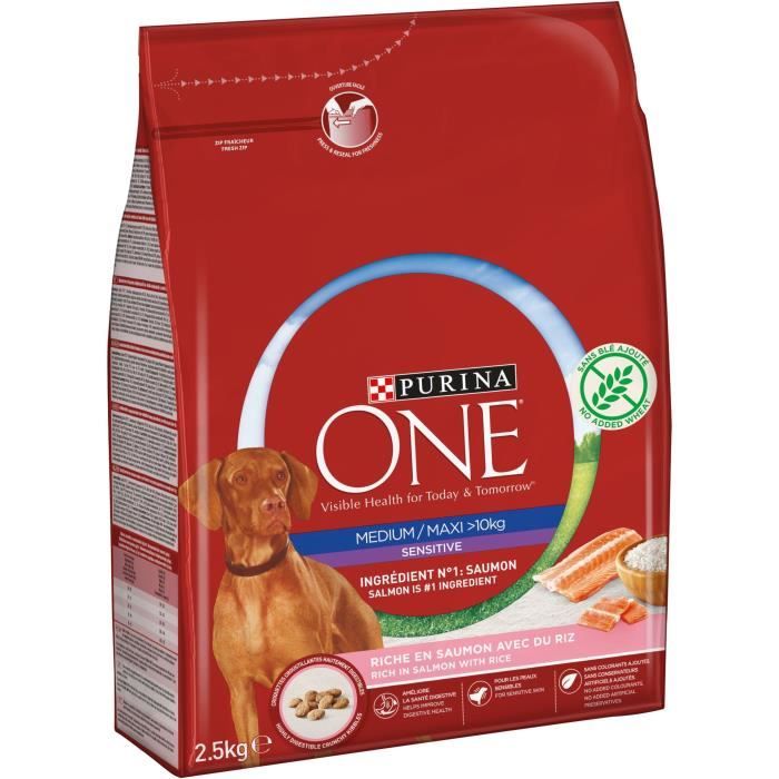 PURINA ONE Croquettes au saumon et au riz Medium / Maxi > 10 kg Pour chien adulte sensible de