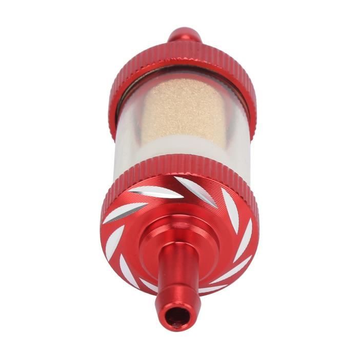 Filtre à Essence De Moto En Ligne Rouge - Filtre Carburant ABS Résistant à La Chaleur Diamètre 6mm, Universel