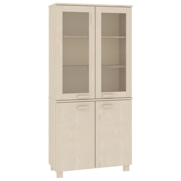 Buffet Haut Pin Massif Miel – 80x35x154 Cm – Neuf, Rangement Salon