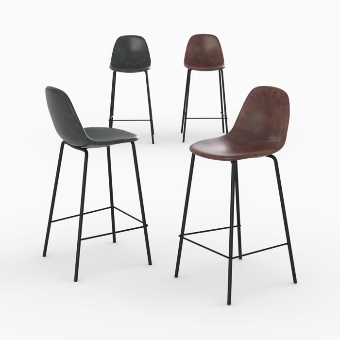 Pack 4 chaises pour îlot central marron et gris/noir 65 cm - Henrik - Maison Pavane Pack 4 chaises pour îlot central marron et gris/noir 65 cm - Henrik - Maison Pavane