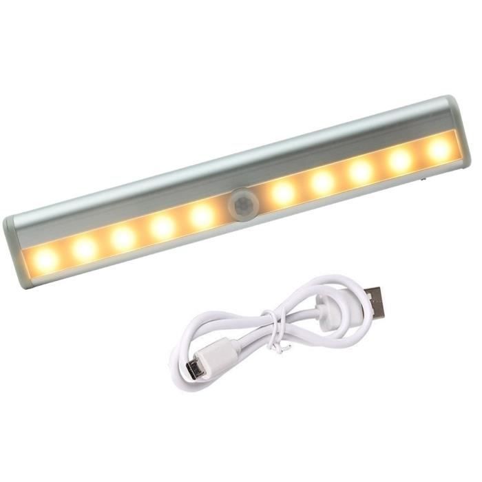 USB rechargeable 10w LED PIR Motion Sensor Light StickBar avec bande