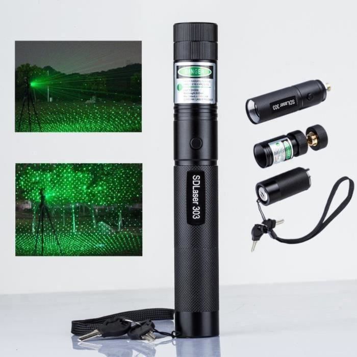 gift-Vert Laser Portable 303 5 mW Laser Pointeur Stylo Puissant lumière  brûlante laser Mise Au Point L63468