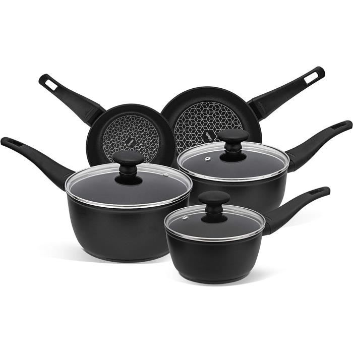 KOCH SYSTEME CS Batterie De Cuisine Antiadhésive Blanche De 17 Pièces Avec Poignée Amovible