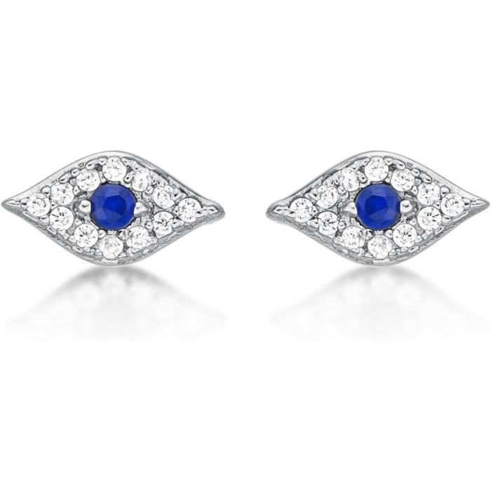 Boucles d'oreilles pendantes en cristal coloré pour femme - Motif mauvais œil