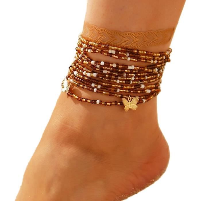 Lot De 3 Bracelets De Cheville Réglables Pour Femme, Couleur Dorée, Sans Emballage