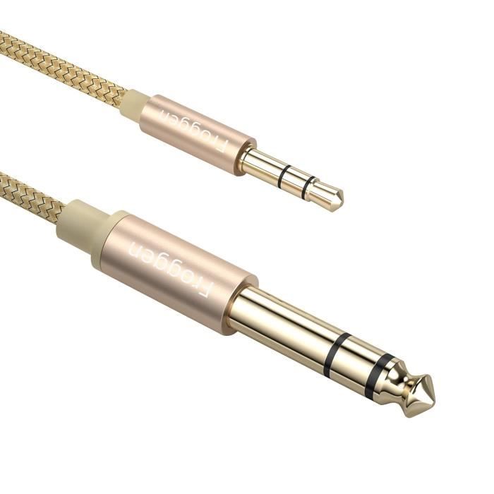 Câble Audio Hi-Fi/Studio/Sono 3 Mètres – Jack 6,35 Mâle Stéréo X2 Vers 2 RCA Mâle – Grosse Section