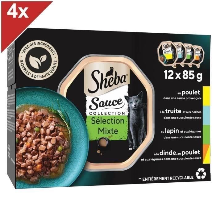 Meilleurs prix pour SHEBA - Barquettes Sauce Collection Sélection mixte 85g (4x12) - Aliment complet pour chats adultes
