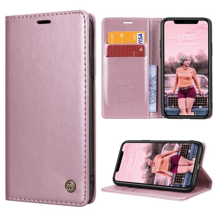Coque Odeydo IPhone 16 Pro Max Cuir PU Noir - Rabat Support Et Antichoc