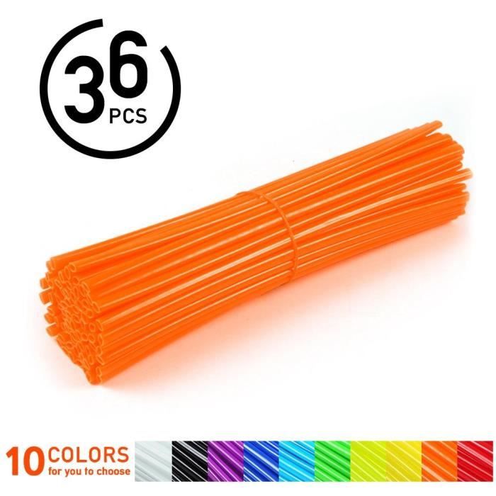 Sonew Enveloppes de jantes de roue 36pcs Protecteur de Rayons de Roue Couvre Jantes de Motocross Kit de Couverture de Garde Orange