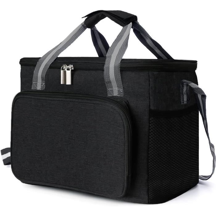 Sac Isotherme Glacière Souple 15L - Pliable - Gris - Idéal Pique-nique, Plage, Bureau