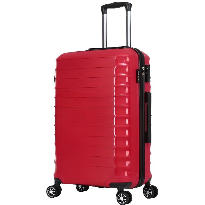 Valise Cabine 8 Roues 55cm Ultra résistante Polypropylene - Solid - Superfly (Rouge)