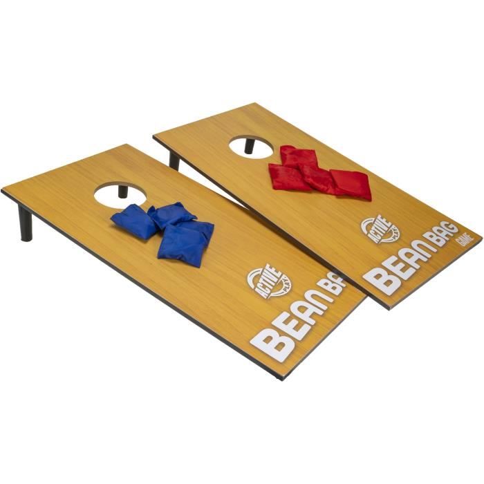 MIMIGLOO Jeu de cornhole - Jeu de lancer de sac de haricots portable et pliable - Utilisation double face - Convient pour l'intérieur et l'extérieur - Pour camping, plage, fêtes