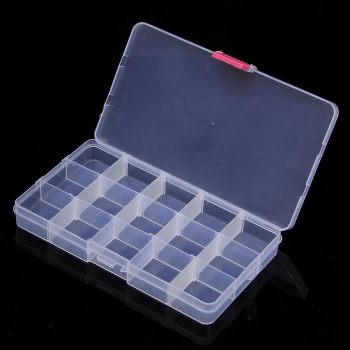 Lot De 2 Boîtes De Rangement Avec 36 Compartiments Ajustables - Transparent 27,3x17,6x4,3cm