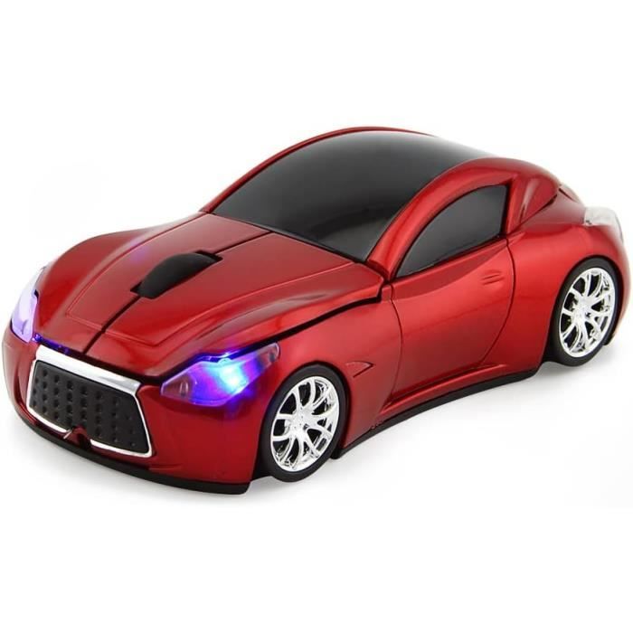 Souris Sans Fil 2,4 GHz En Forme De Voiture Rouge - Souris Optique Générique, Neuf En Emballage