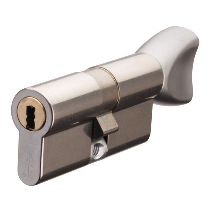 Cylindre à Bouton Vachette HDI+ A2P 60xB50 - Laiton Nickelé Avec 4 Clés