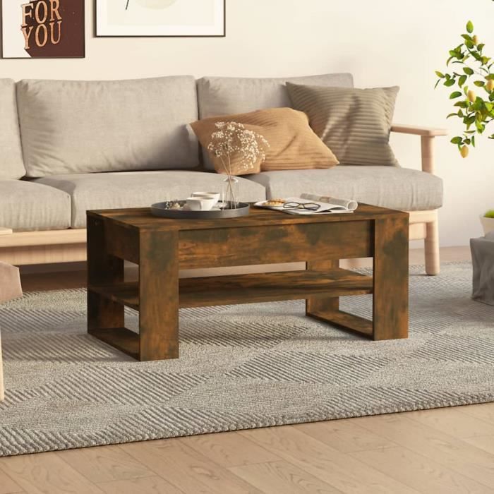 PromoTable de Salon LMT - Table basse Chêne fumé 102x55x45 cm Bois dingénierie 214Kg