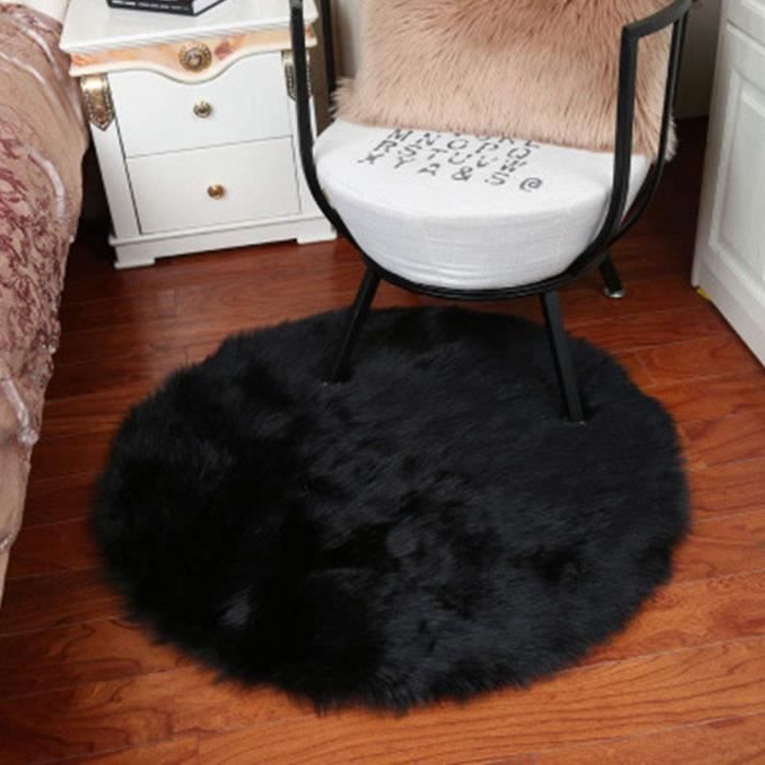 Tapis Fausse Fourrure Noir ORINOVA 60x90cm - Doux Et Lavable Pour Chambre Ou Salon