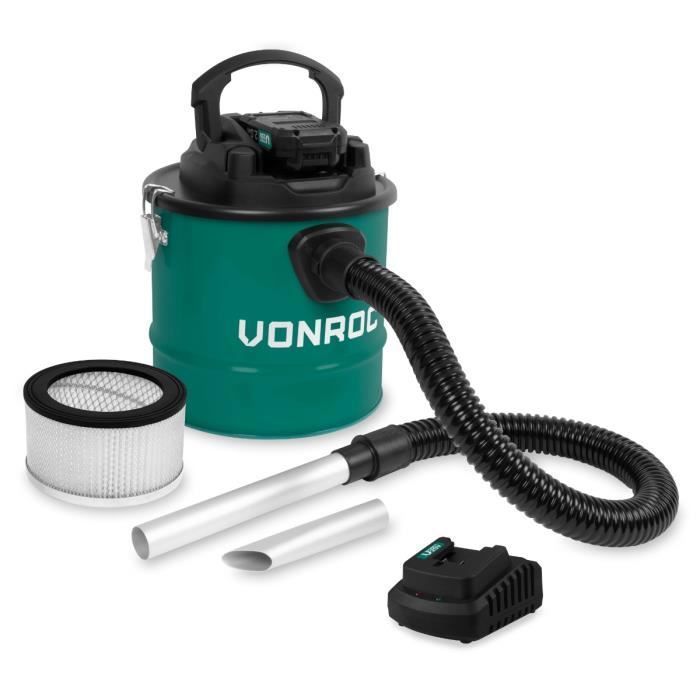 Aspirateur à cendres 20V - Réservoir 12L - Filtre HEPA – 1 batterie 2.0Ah et chargeur rapide inclus