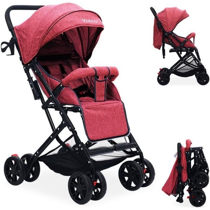 YOLEO Poussette Canne Bébé, Landaus Suspension 4 Roues, Poussette Voyage Avion, Confort, Ultra
